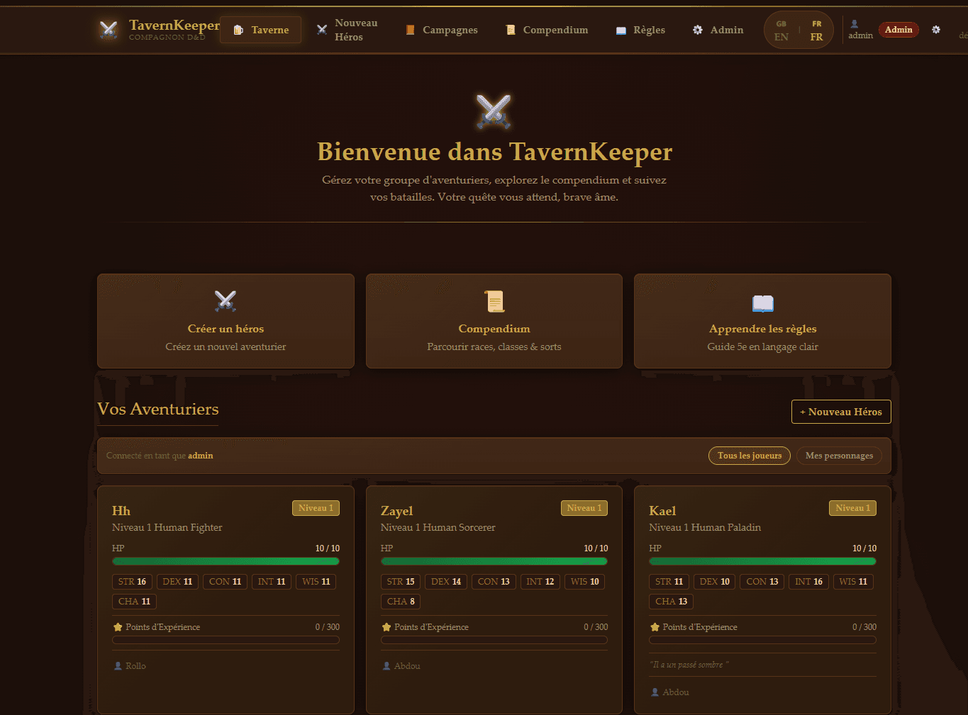 TavernKeeper — D&D companion app welcome screen — screenshot 1