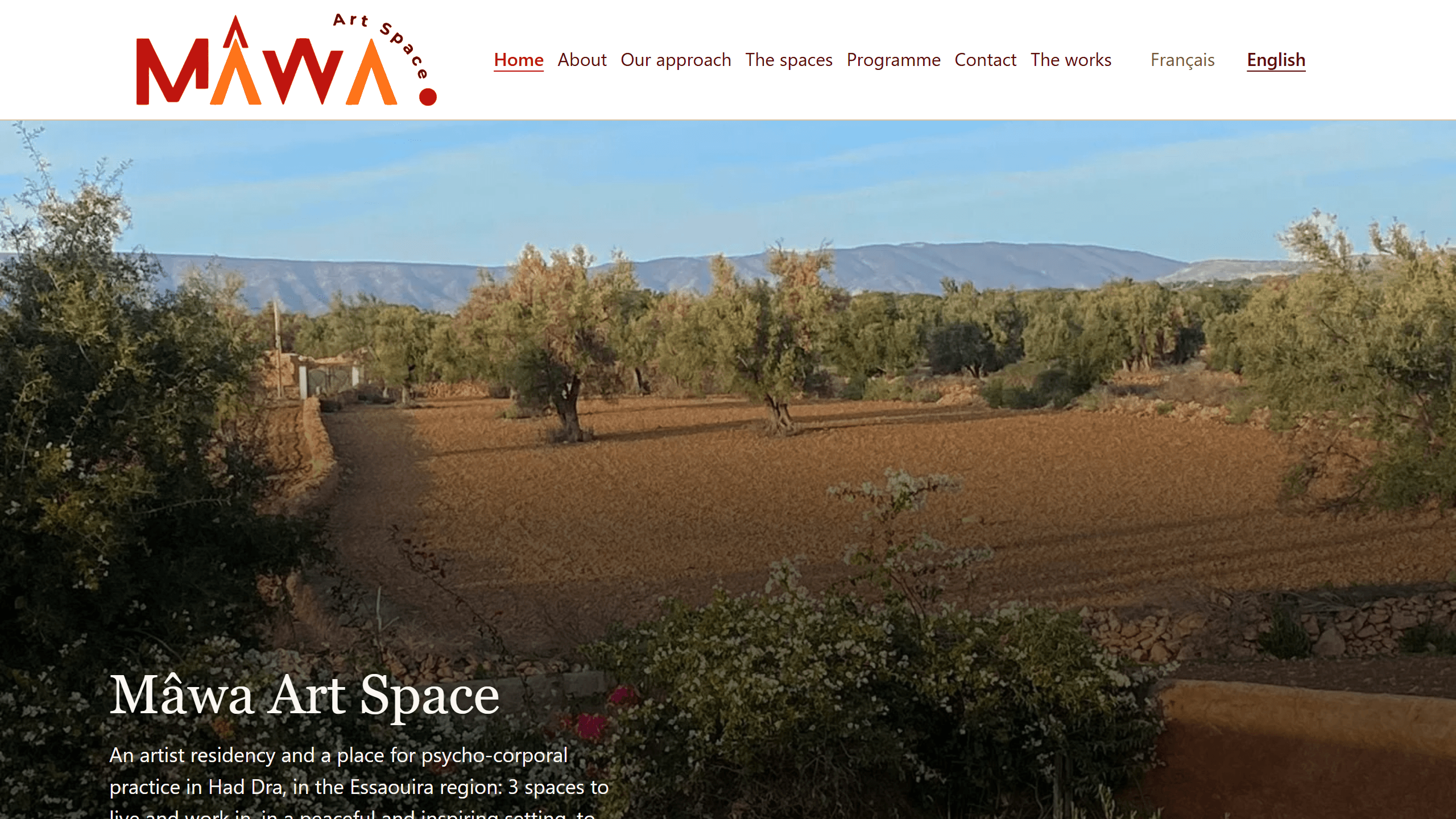 Mâwa Art Space — home page hero
