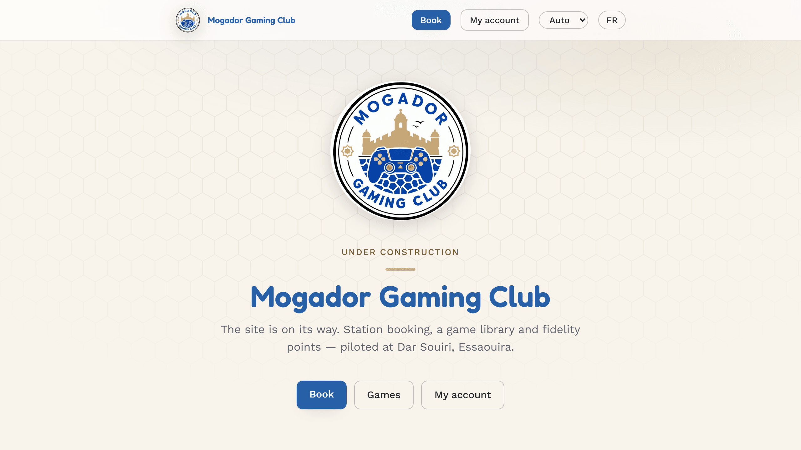 Mogador Gaming Club — home page hero