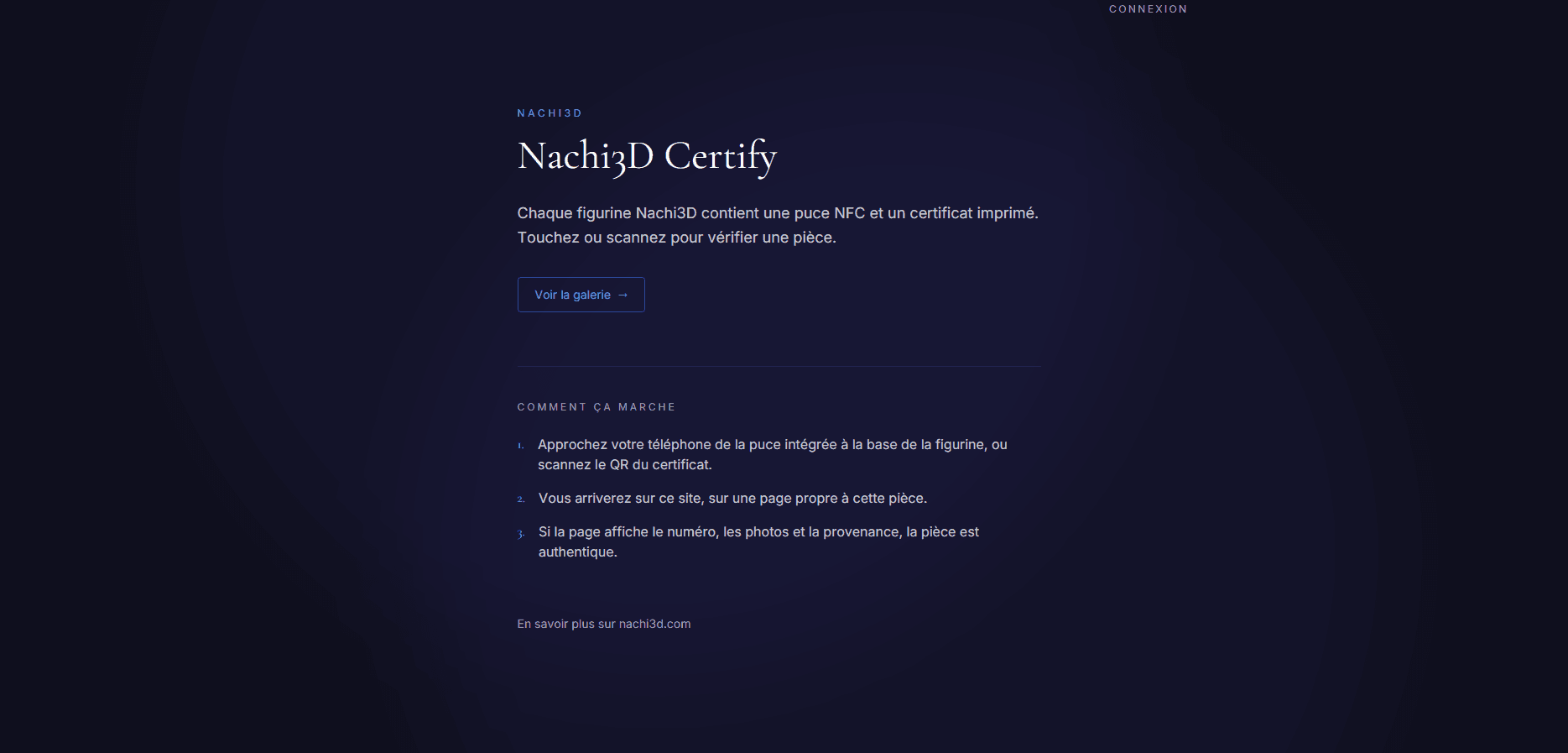 Nachi3D Certify — verification landing page